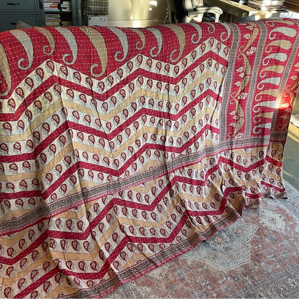 Twin 85x55 Kantha Handmade Quilt Boho Festival Hippie 100% Cotton Brand New - Picture 4 of 5